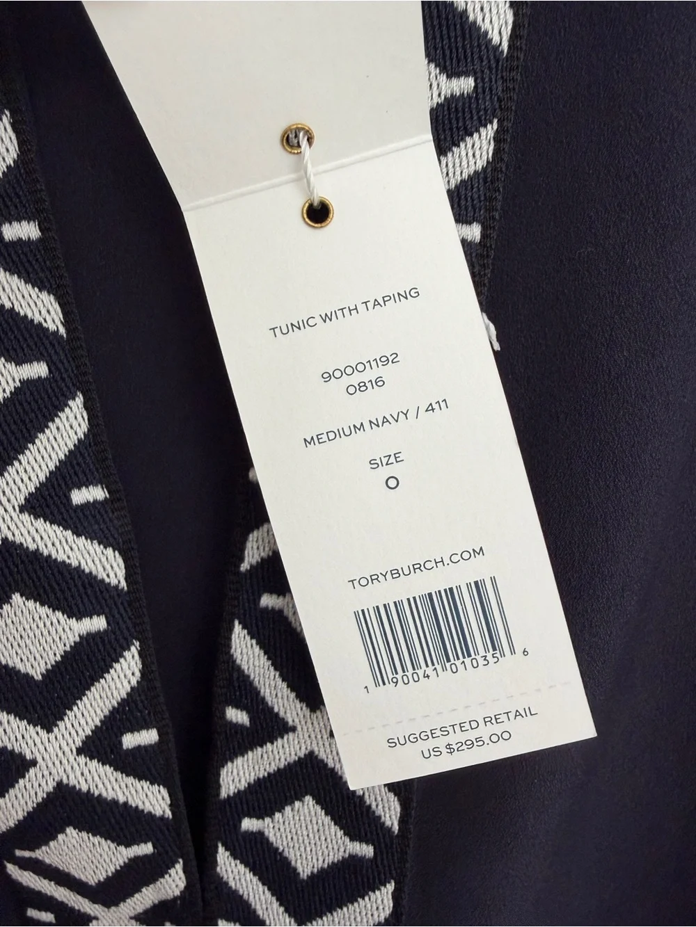 NWT Tory Burch Navy Trim Tunic Blouse Size 0